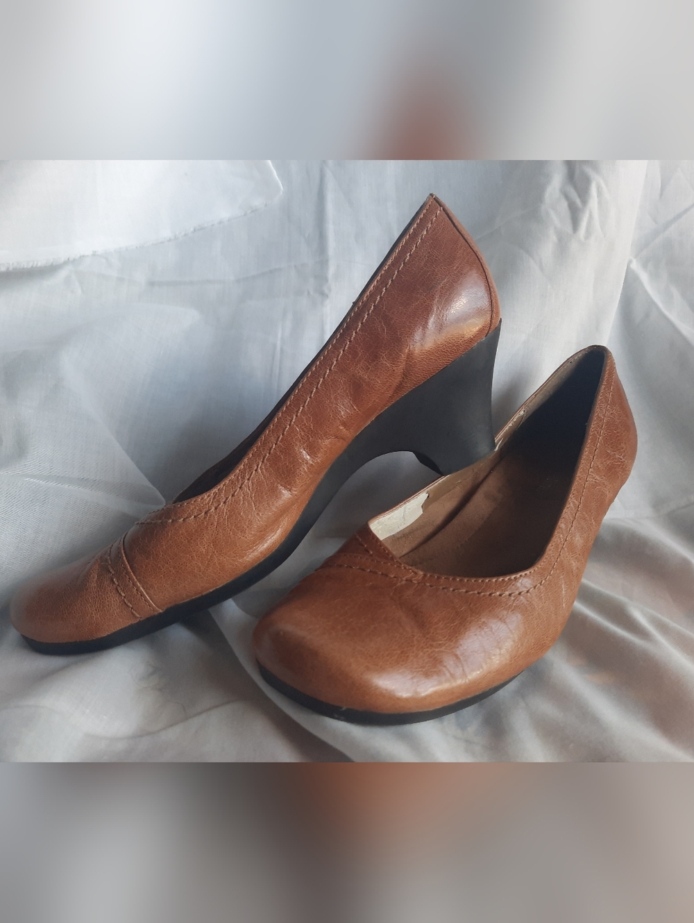 Naturalizer Brown Leather Wedge 2" Heels Slip-on